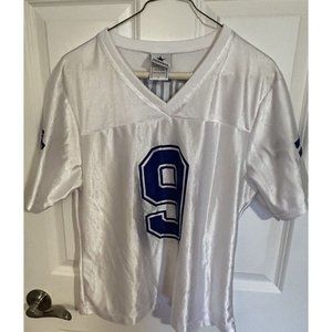 T-Shirt V-Neck Cowboys Apparel #9 Romo Large White Blue 100% Polyester